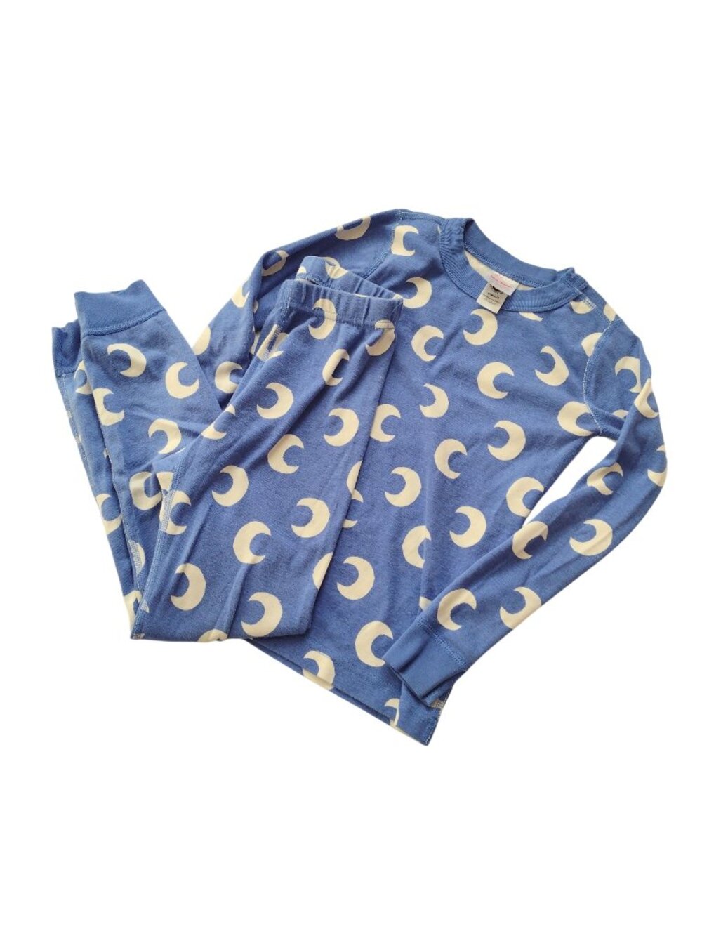 Hanna Andersson Kids Pajamas 6-7 Blue Moon Print Organic Cotton Long John PJs